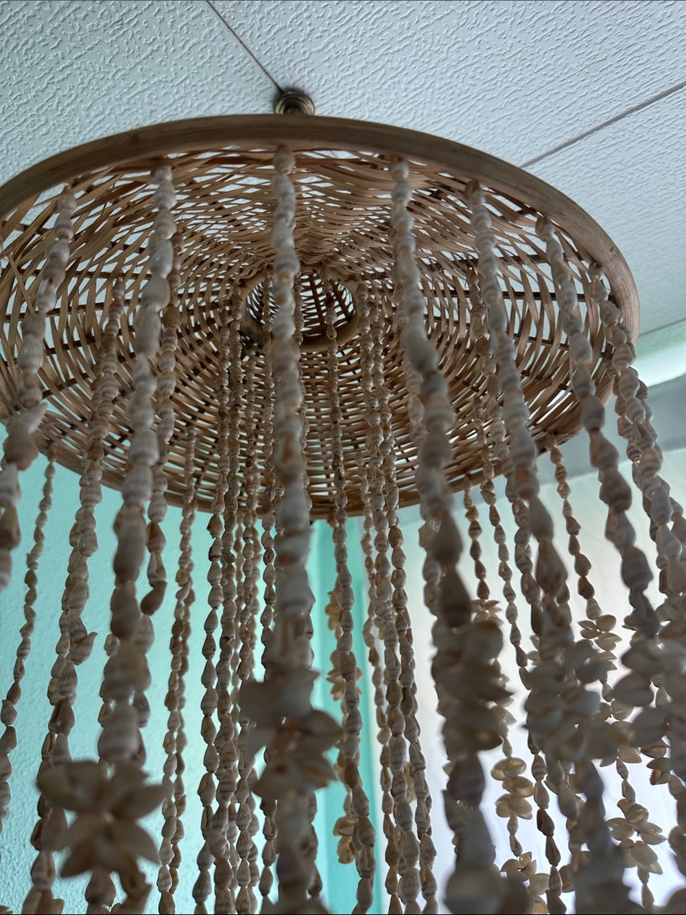 Vintage Boho Cascading Seashell Chandelier Mobile - 35” Coastal Beach Decor - Picture 2 of 5
